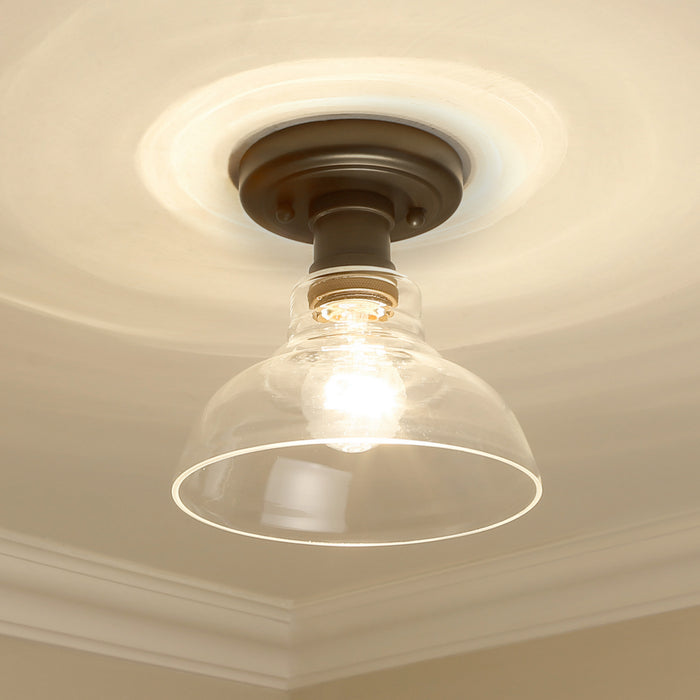 Golden 0305-FM RBZ-CLR One Light Flush Mount, Rubbed Bronze
