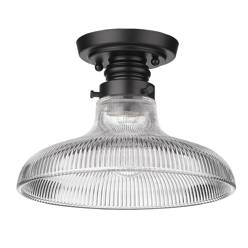 Golden 0307-FM10 BLK-ROG One Light Flush Mount, Matte Black