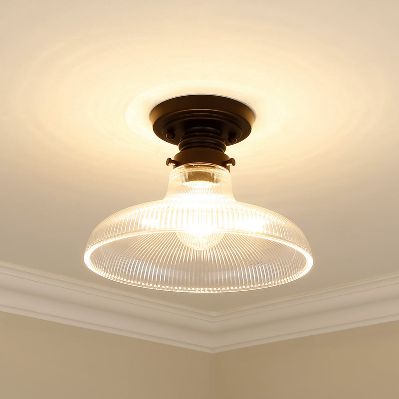 Golden 0307-FM10 BLK-ROG One Light Flush Mount, Matte Black