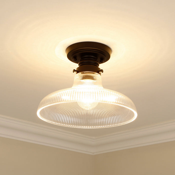 Golden 0307-FM10 BLK-ROG One Light Flush Mount, Matte Black