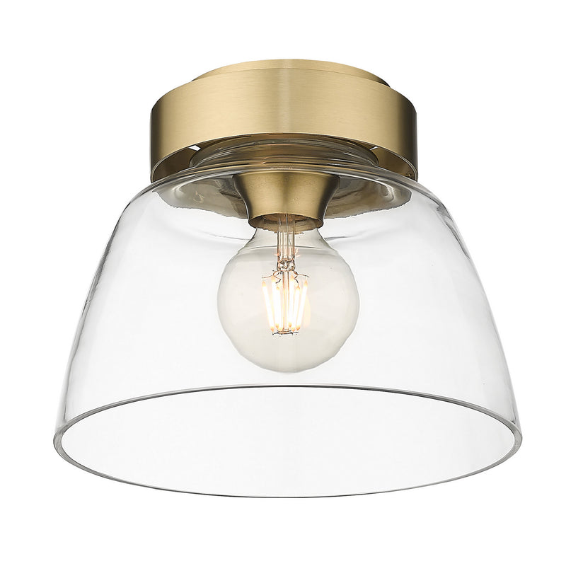 Golden 0314-FM10 BCB-CLR One Light Flush Mount, Brushed Champagne Bronze