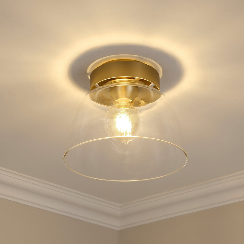 Golden 0314-FM10 BCB-CLR One Light Flush Mount, Brushed Champagne Bronze