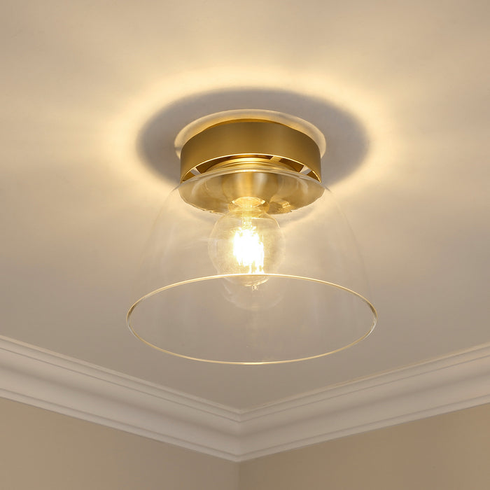 Golden 0314-FM10 BCB-CLR One Light Flush Mount, Brushed Champagne Bronze