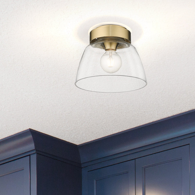 Golden 0314-FM10 BCB-CLR One Light Flush Mount, Brushed Champagne Bronze