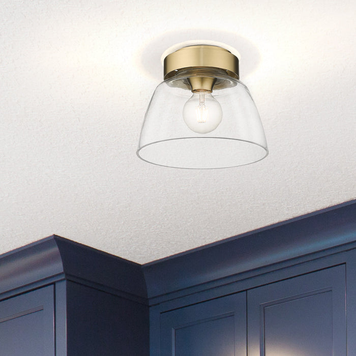 Golden 0314-FM10 BCB-CLR One Light Flush Mount, Brushed Champagne Bronze