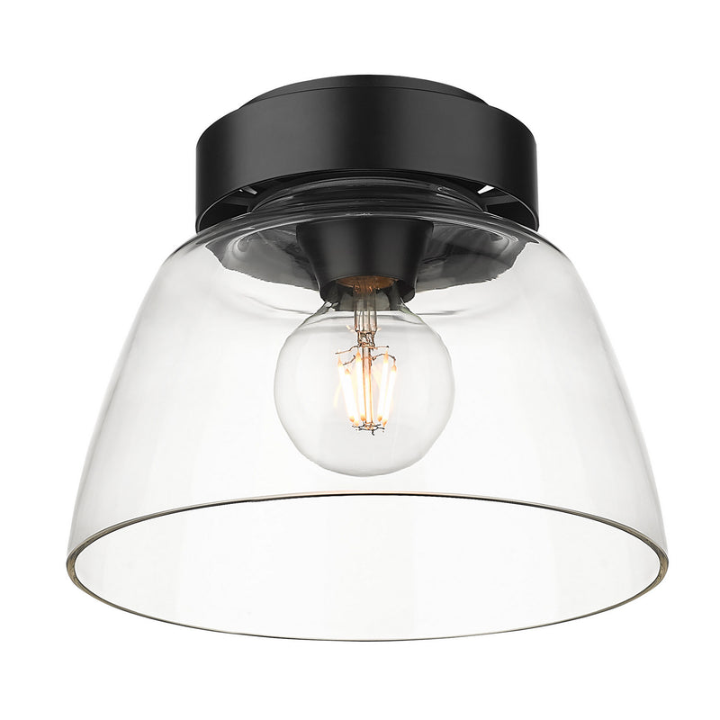 Golden 0314-FM10 BLK-CLR One Light Flush Mount, Matte Black