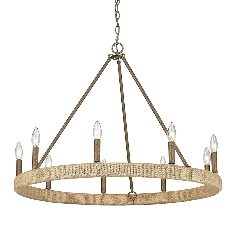Golden 1022-9 BC Nine Light Chandelier, Burnished Chestnut
