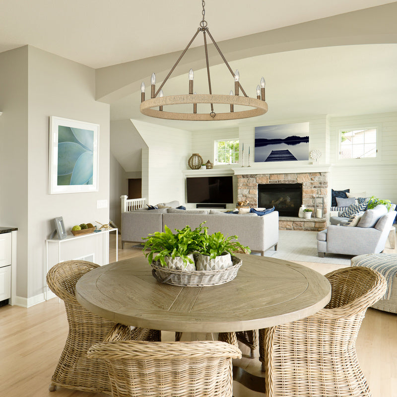 Golden 1022-9 BC Nine Light Chandelier, Burnished Chestnut