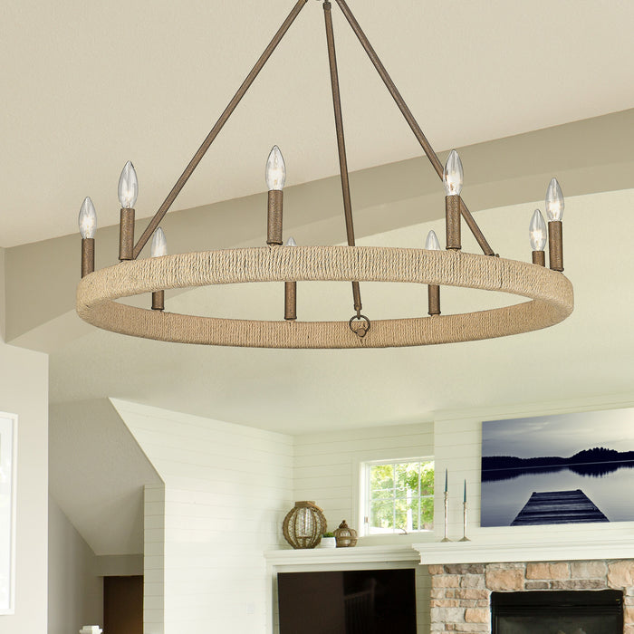 Golden 1022-9 BC Nine Light Chandelier, Burnished Chestnut