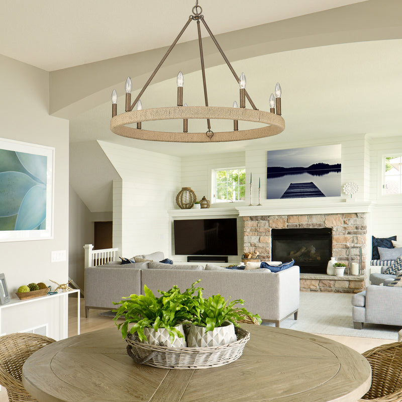 Golden 1022-9 BC Nine Light Chandelier, Burnished Chestnut