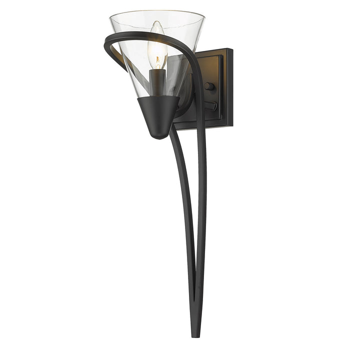 Golden 1648-1W BLK-CLR One Light Wall Sconce, Matte Black