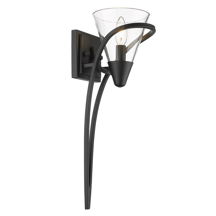 Golden 1648-1W BLK-CLR One Light Wall Sconce, Matte Black