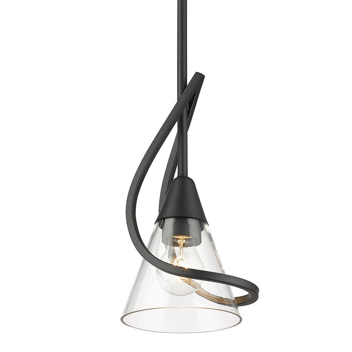 Golden 1648-M1L BLK-CLR One Light Mini Pendant, Matte Black