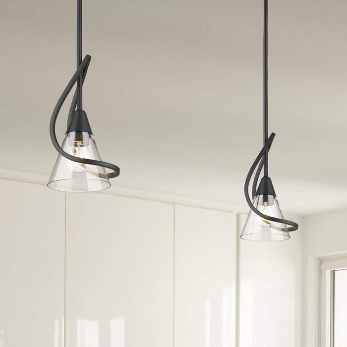 Golden 1648-M1L BLK-CLR One Light Mini Pendant, Matte Black