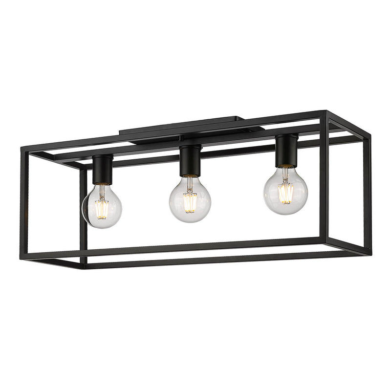 Golden 2072-FM26 BLK Three Light Flush Mount, Matte Black