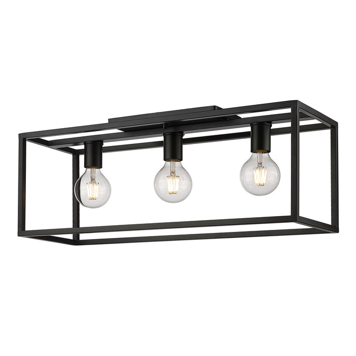 Golden 2072-FM26 BLK Three Light Flush Mount, Matte Black