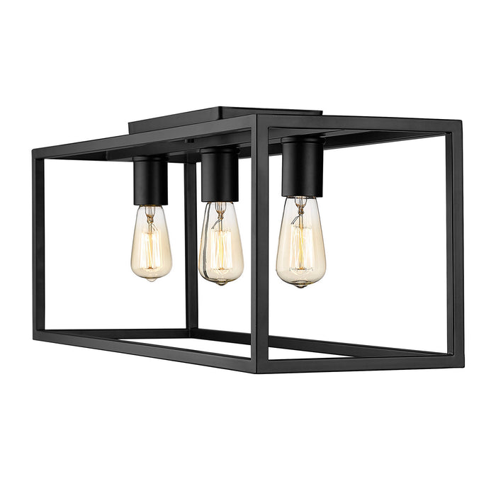 Golden 2072-FM26 BLK Three Light Flush Mount, Matte Black