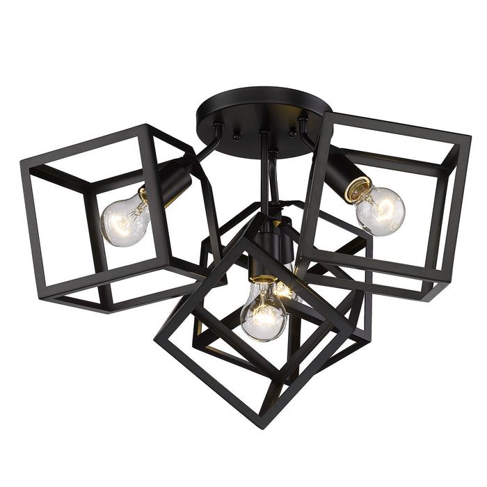 Golden 2086-4SF BLK Four Light Semi-Flush Mount, Matte Black