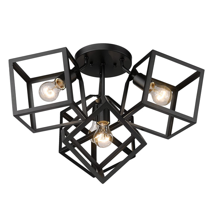 Golden 2086-4SF BLK Four Light Semi-Flush Mount, Matte Black