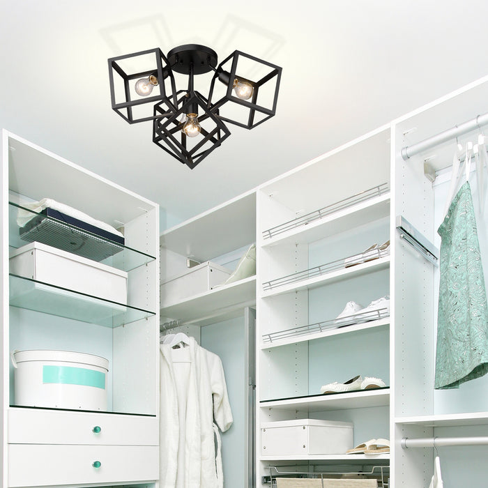 Golden 2086-4SF BLK Four Light Semi-Flush Mount, Matte Black