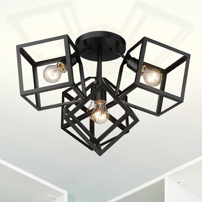 Golden 2086-4SF BLK Four Light Semi-Flush Mount, Matte Black
