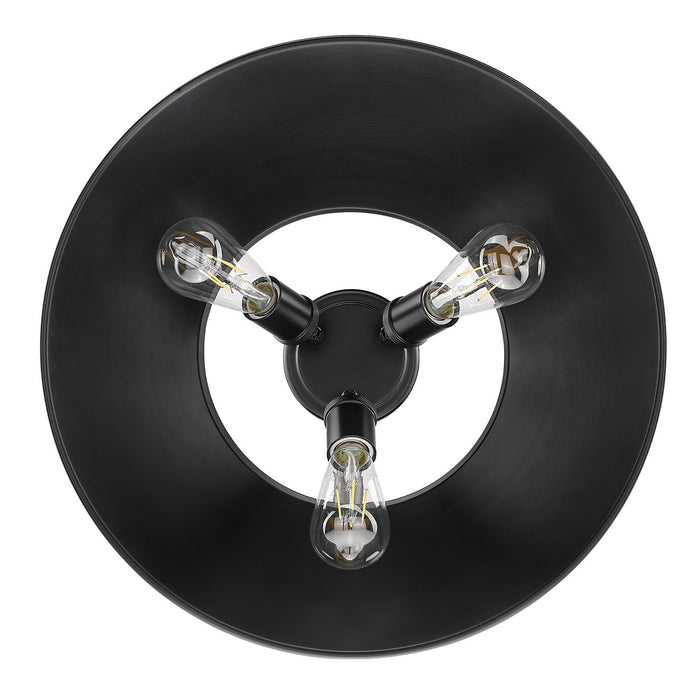 Golden 3306-3FM BLK-BLK Three Light Flush Mount, Matte Black