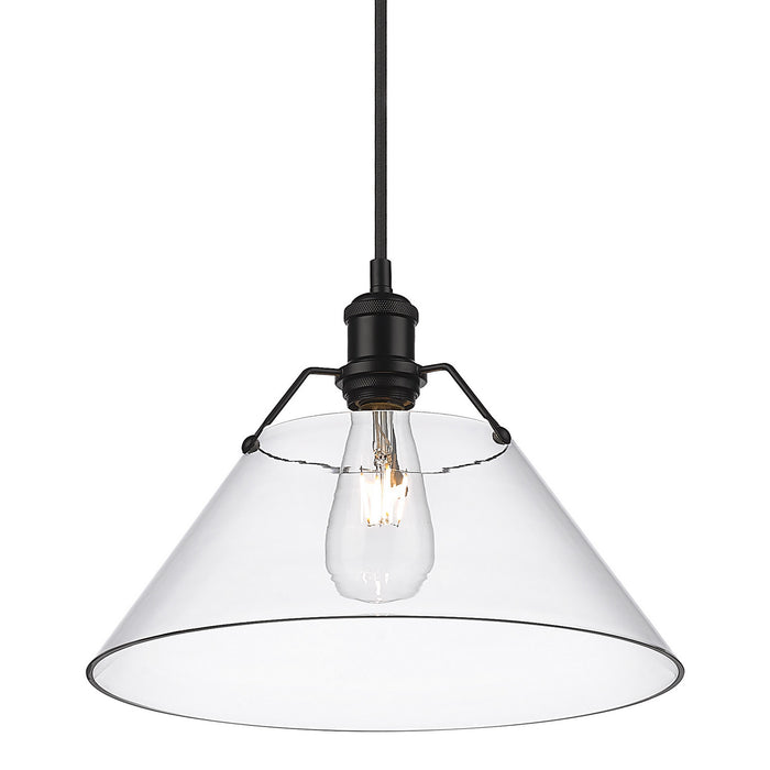 Golden 3306-L BLK-CLR One Light Pendant, Matte Black