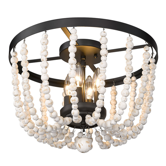 Golden 6890-FM BLK-CWB Four Light Flush Mount, Matte Black