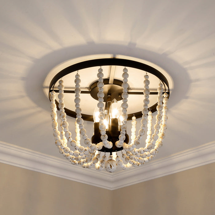 Golden 6890-FM BLK-CWB Four Light Flush Mount, Matte Black