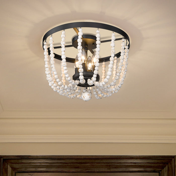 Golden 6890-FM BLK-CWB Four Light Flush Mount, Matte Black