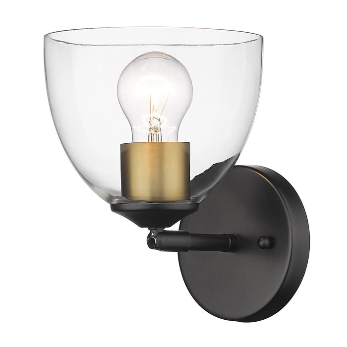 Golden 6958-1W BLK-BCB-CLR One Light Wall Sconce, Matte Black