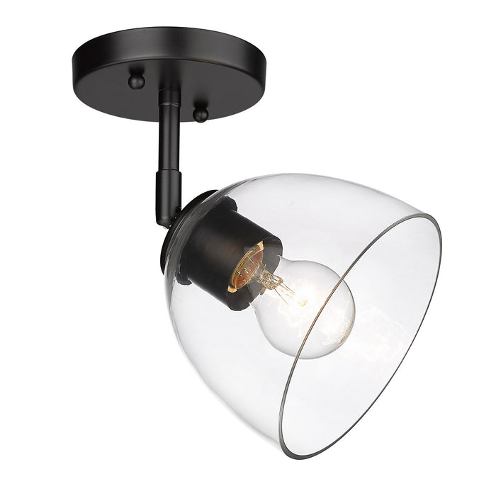 Golden 6958-1W BLK-BLK-CLR One Light Wall Sconce, Matte Black