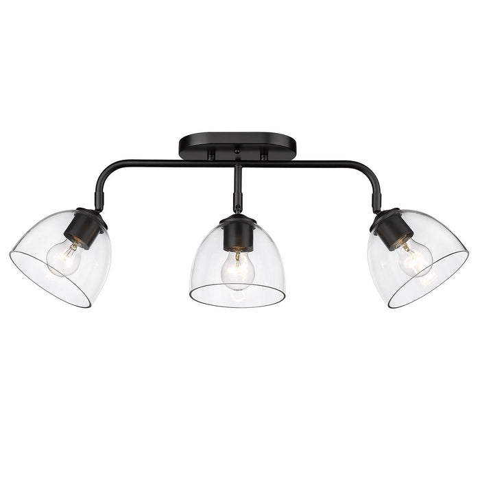 Golden 6958-3SF BLK-BLK-CLR Three Light Semi-Flush Mount, Matte Black