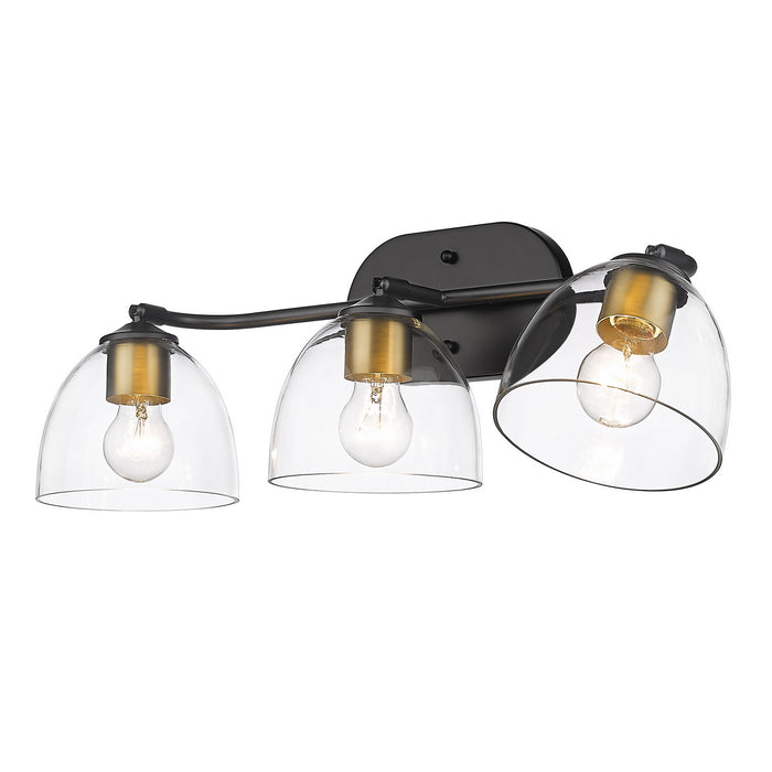 Golden 6958-BA3 BLK-BCB-CLR Three Light Bath Vanity, Matte Black