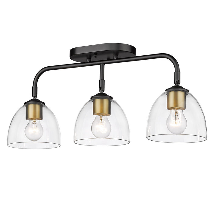 Golden 6958-BA3 BLK-BCB-CLR Three Light Bath Vanity, Matte Black