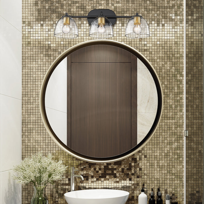 Golden 6958-BA3 BLK-BCB-CLR Three Light Bath Vanity, Matte Black
