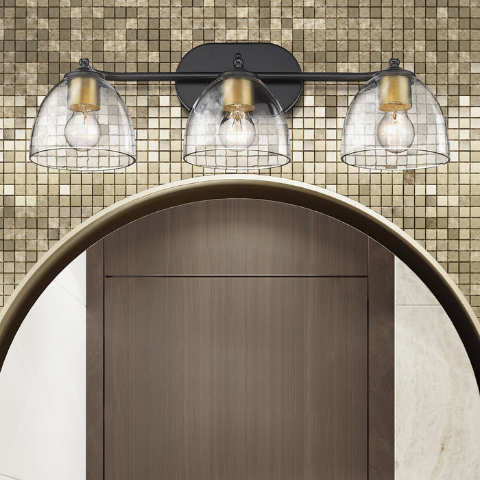 Golden 6958-BA3 BLK-BCB-CLR Three Light Bath Vanity, Matte Black