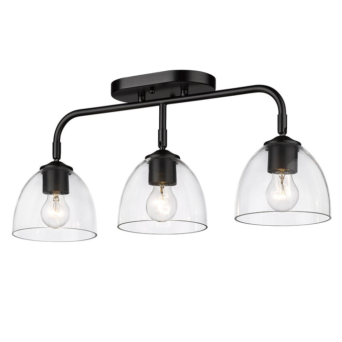 Golden 6958-BA3 BLK-BLK-CLR Three Light Bath Vanity, Matte Black