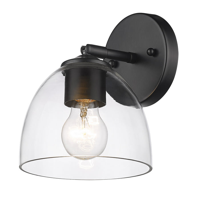 Golden 6958-SF BLK-BLK-CLR One Light Semi-Flush Mount, Matte Black