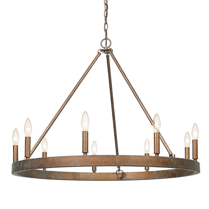 Golden 7412-9 CP Nine Light Chandelier, Copper Patina