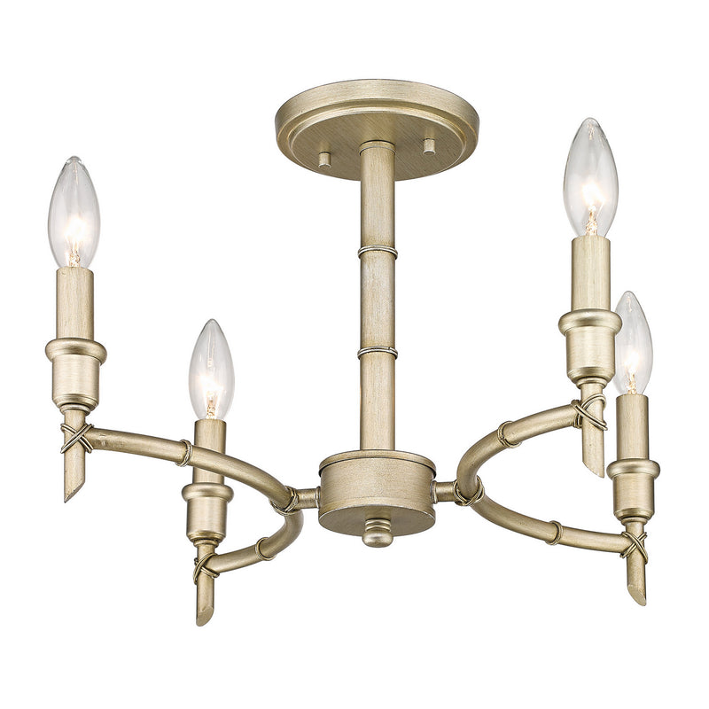 Golden 8207-SF WG Four Light Semi-Flush Mount, White Gold