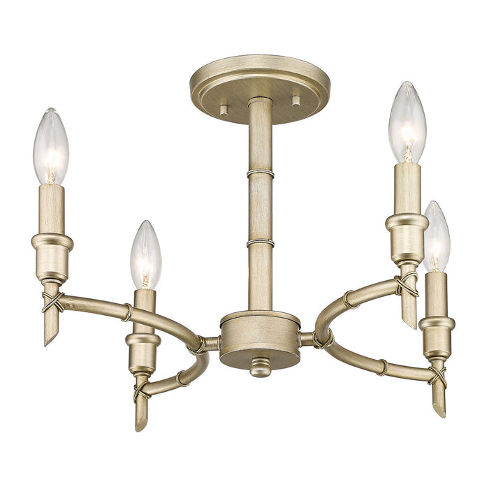 Golden 8207-SF WG Four Light Semi-Flush Mount, White Gold