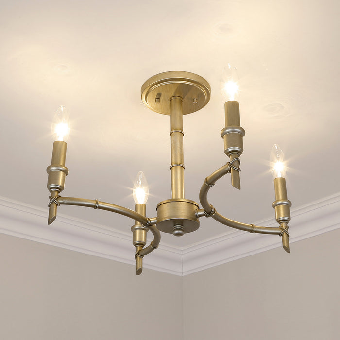 Golden 8207-SF WG Four Light Semi-Flush Mount, White Gold