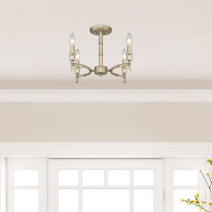 Golden 8207-SF WG Four Light Semi-Flush Mount, White Gold