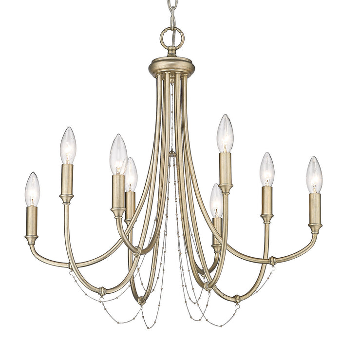 Golden 8322-8 WG Eight Light Chandelier, White Gold