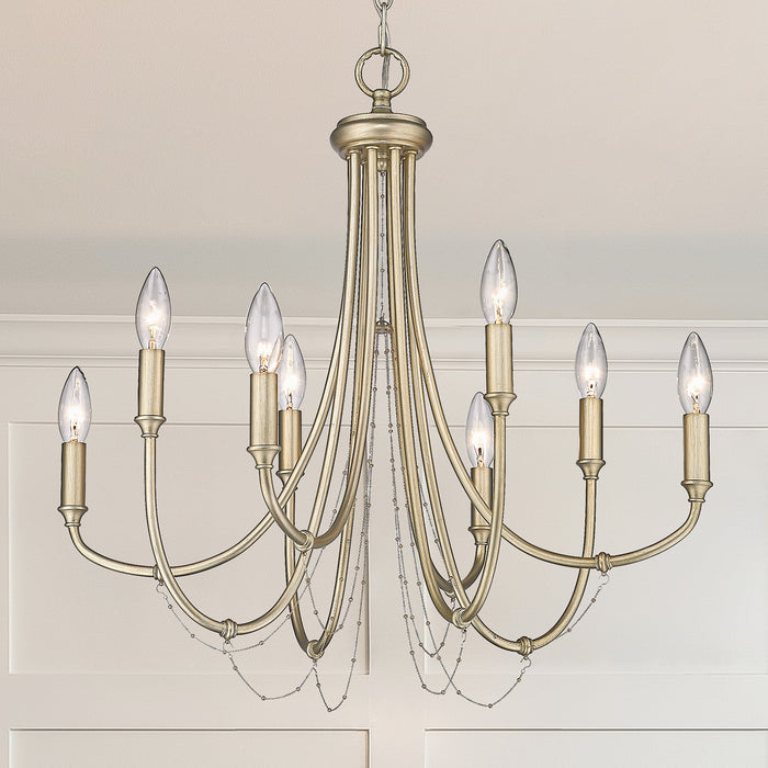 Golden 8322-8 WG Eight Light Chandelier, White Gold
