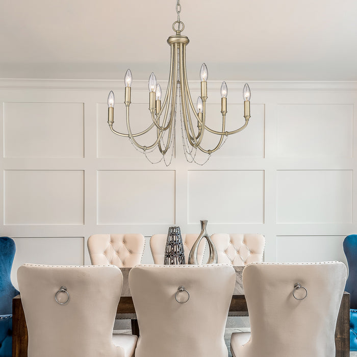 Golden 8322-8 WG Eight Light Chandelier, White Gold
