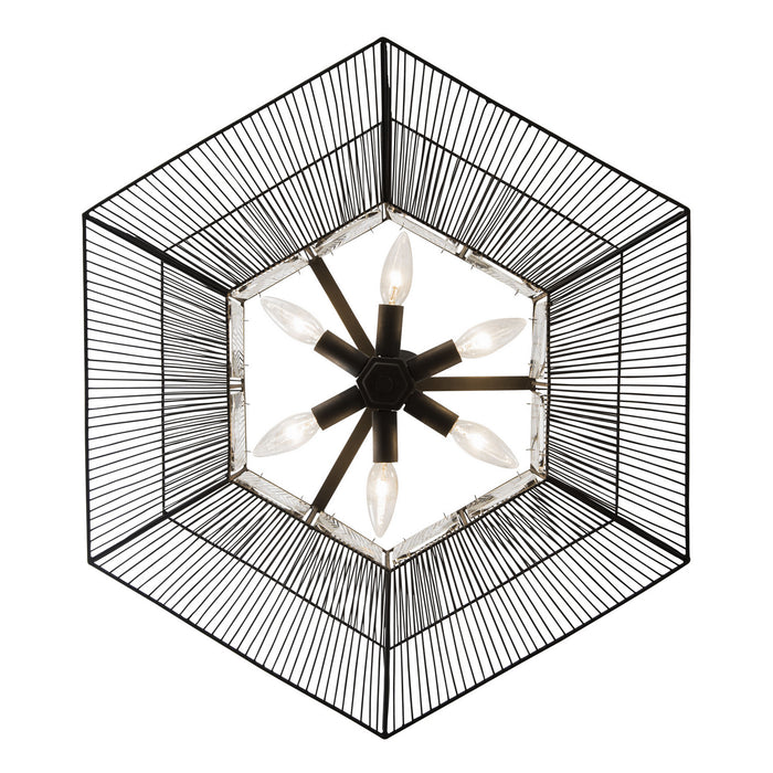 Varaluz 366P06CB Six Light Pendant, Carbon