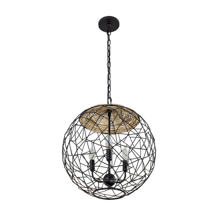 Varaluz 362P03BL Three Light Pendant, Black