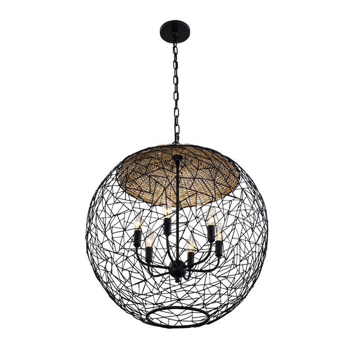 Varaluz 362P06BL Six Light Pendant, Black